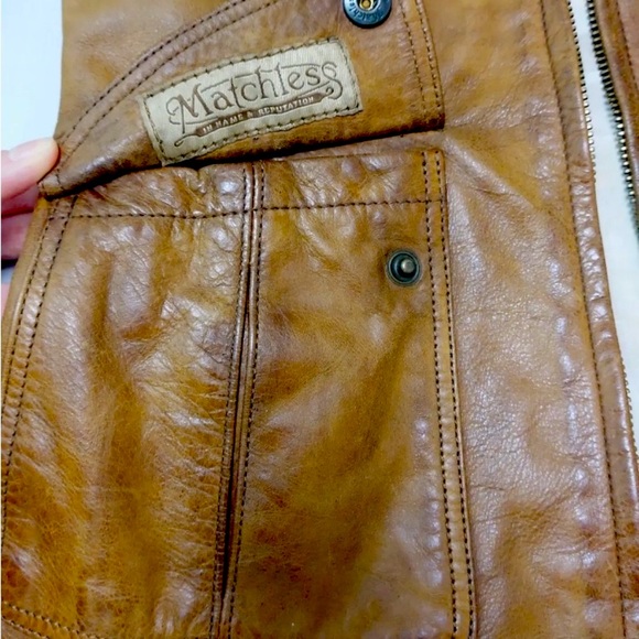 MATCHLESS Women’s Leather Moto Jacket, Camel, EU Size 40 - Picture 10 of 15